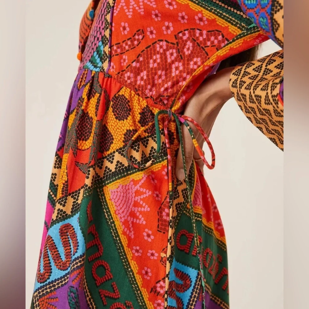 NWT Farm Rio Midi Dotted Patch Scarf Dress Size S - Picture 4 of 16